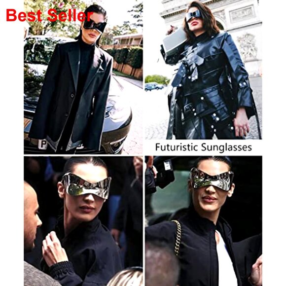 Oversized Futuristic Wrap Shield Sunglasses UV Protection Unisex main image 5